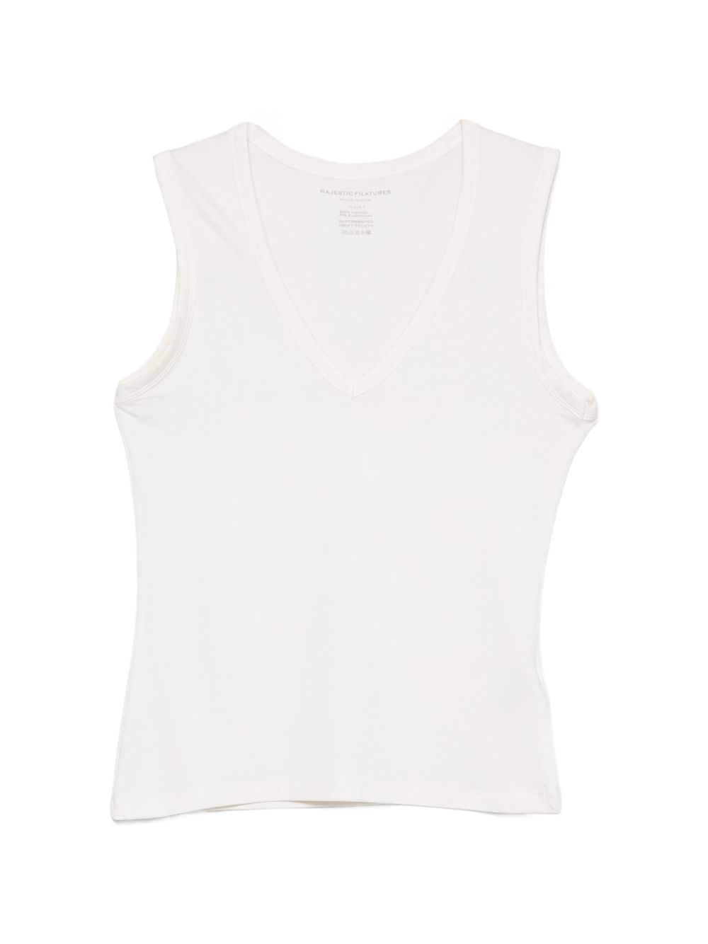MAJESTIC FILATURES T-shirt crema senza maniche 