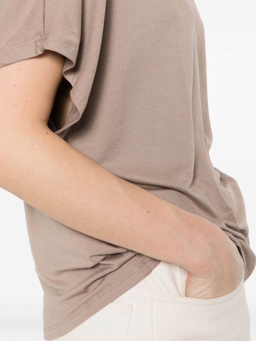 MAJESTIC FILATURES T-shirt girocollo a maniche corte marrone nocciola 