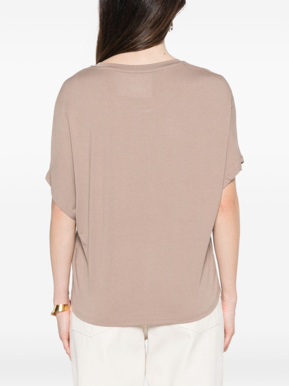 MAJESTIC FILATURES T-shirt girocollo a maniche corte marrone nocciola 
