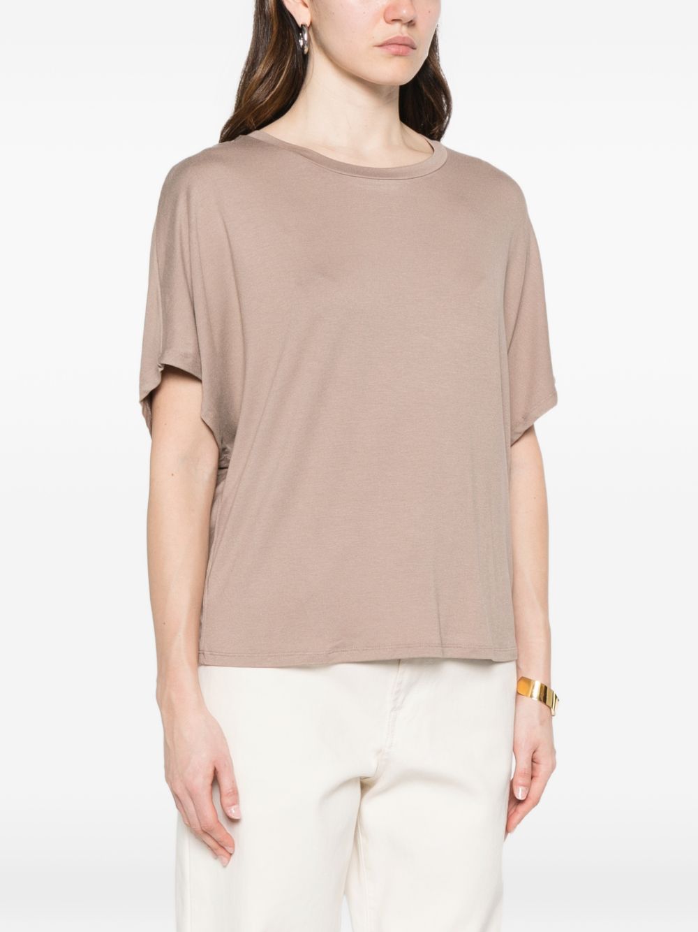 MAJESTIC FILATURES T-shirt girocollo a maniche corte marrone nocciola 