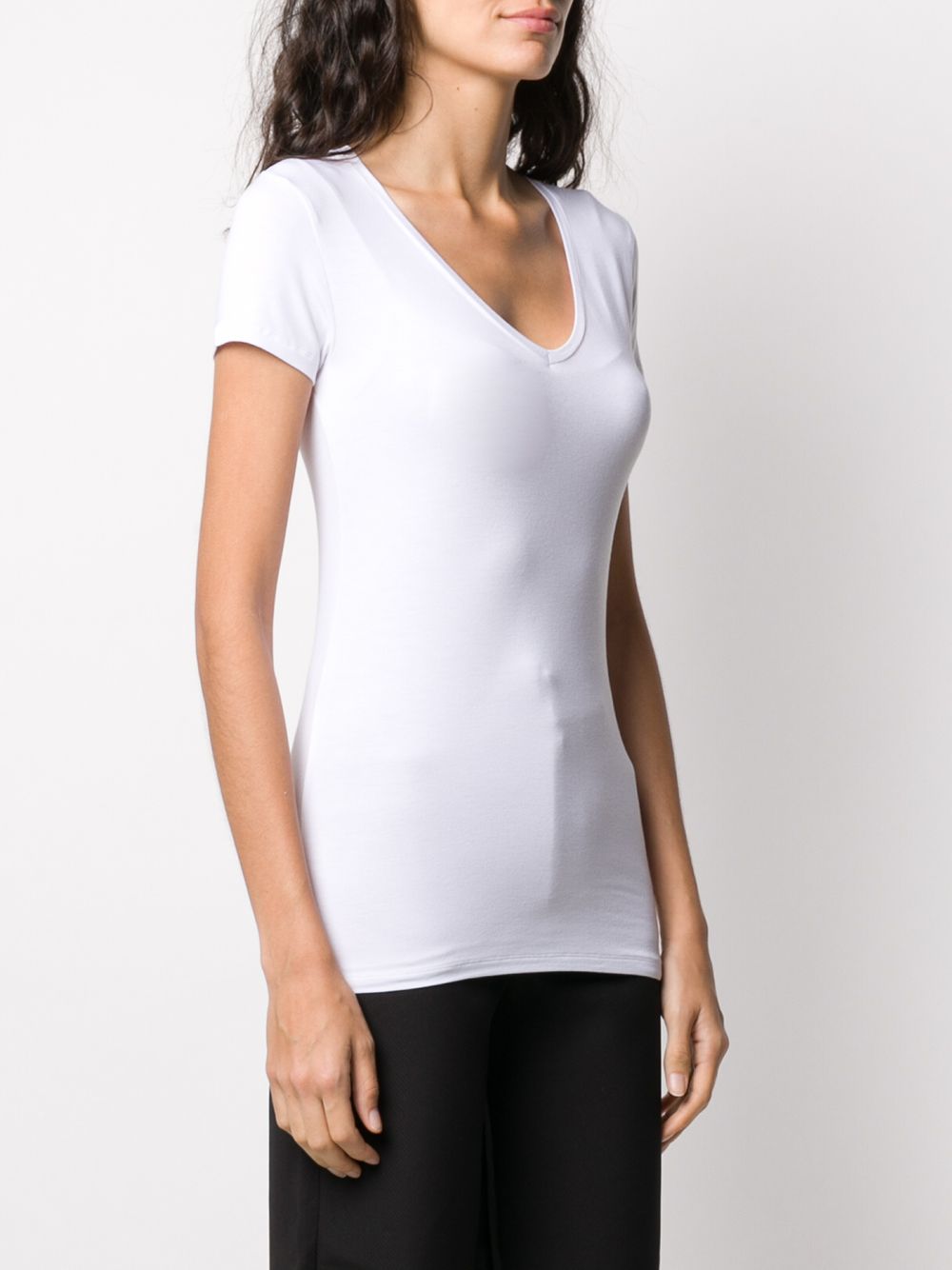 MAJESTIC FILATURES T-shirt a maniche corte con scollo a V bianco 