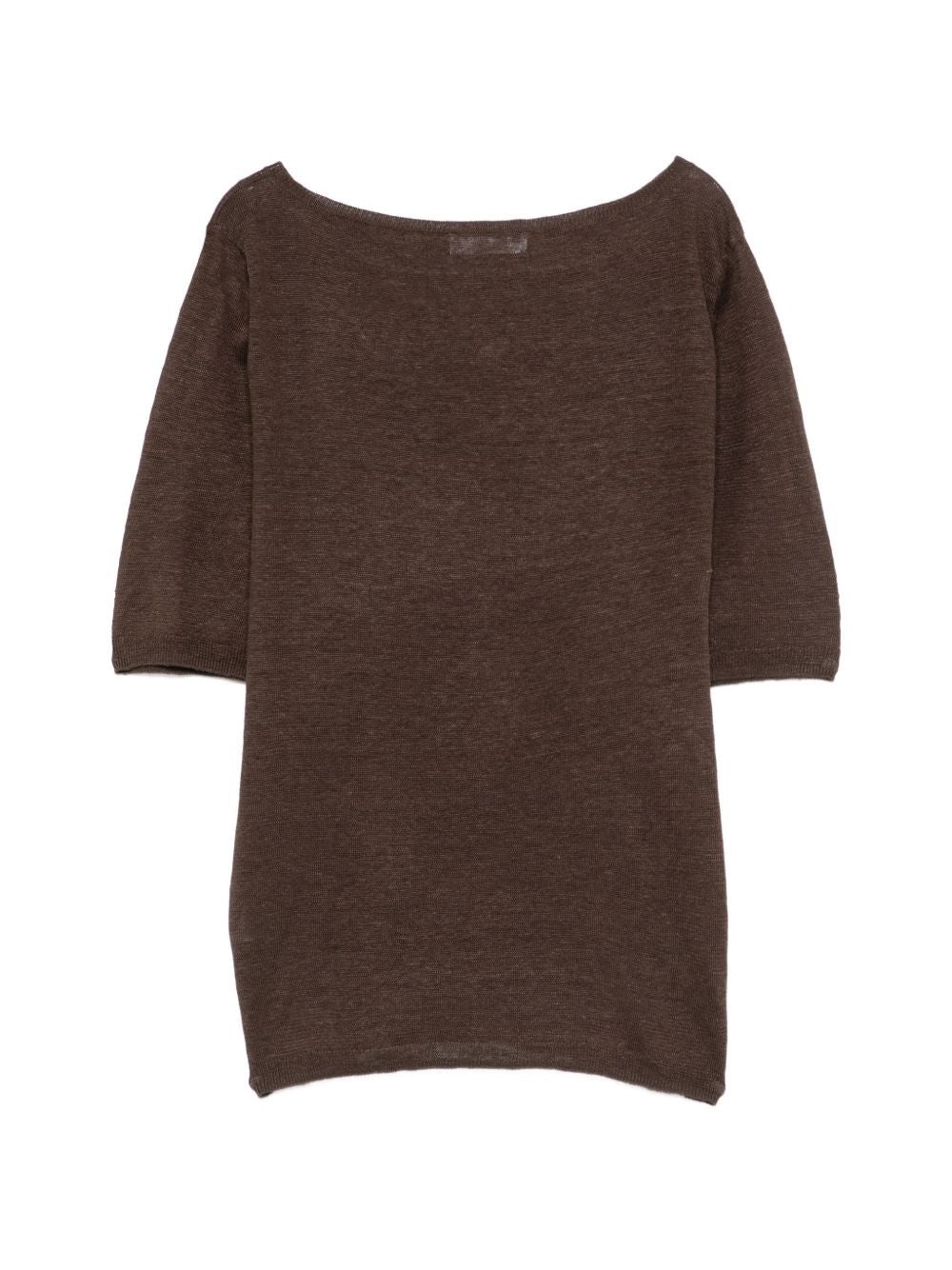 MAJESTIC FILATURES T-shirt a maniche corte con scollo a barca marrone 