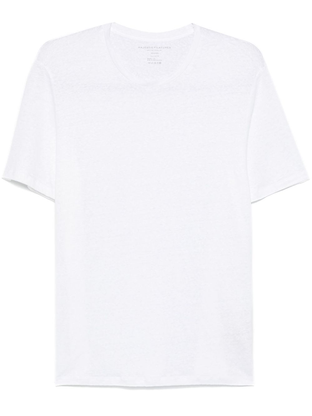 MAJESTIC FILATURES T-shirt a  maniche corte in lino elasticizzato bianco 