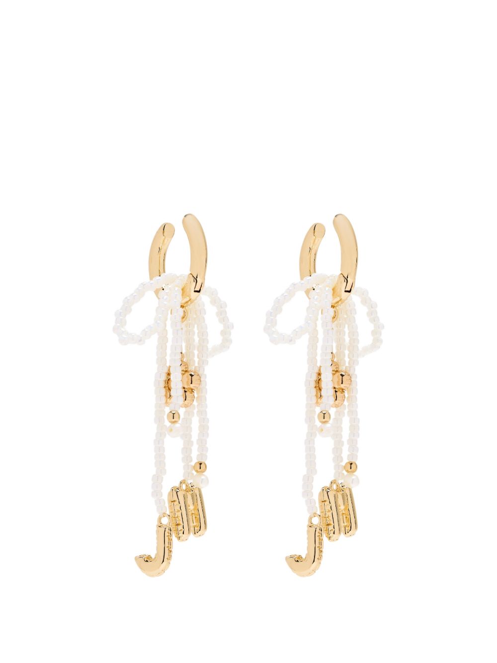 MARC JACOBS Orecchini dorati con perline bianche 