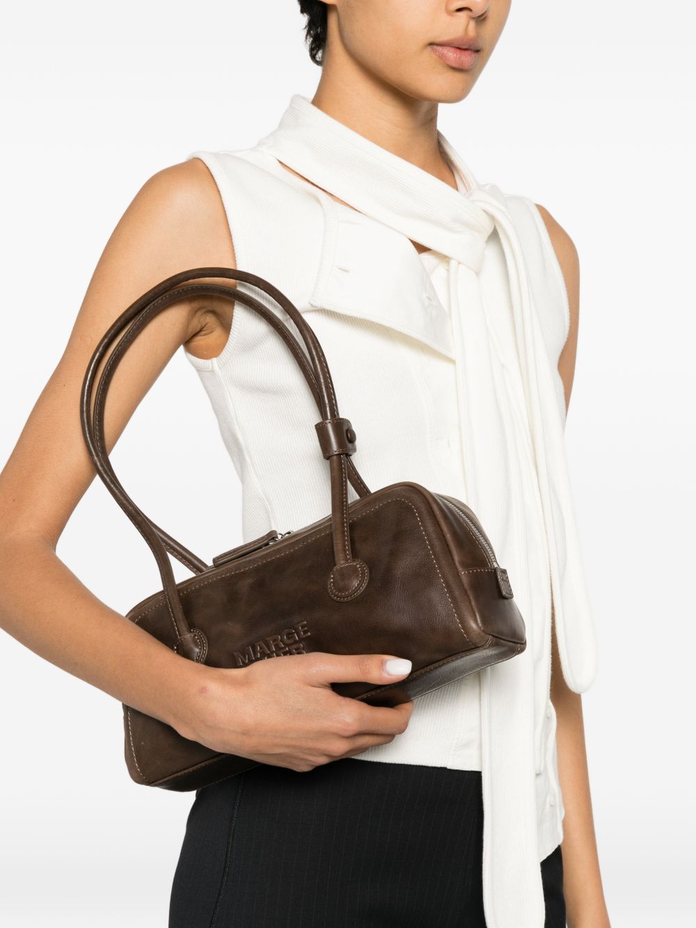 MARGESHERWOOD Borsa a spalla Soft Baguette marrone scuro 
