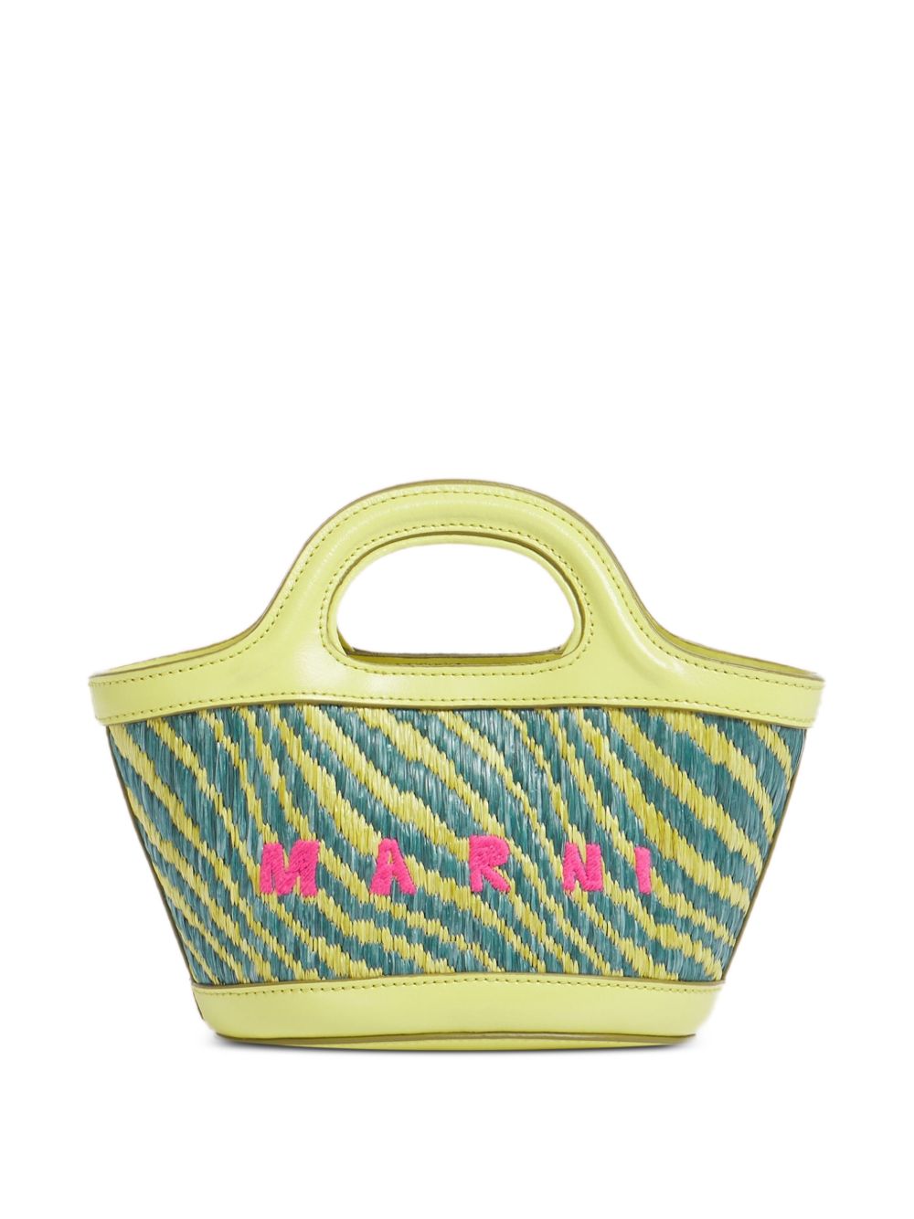MARNI Borsa a mano verde con logo fucsia 