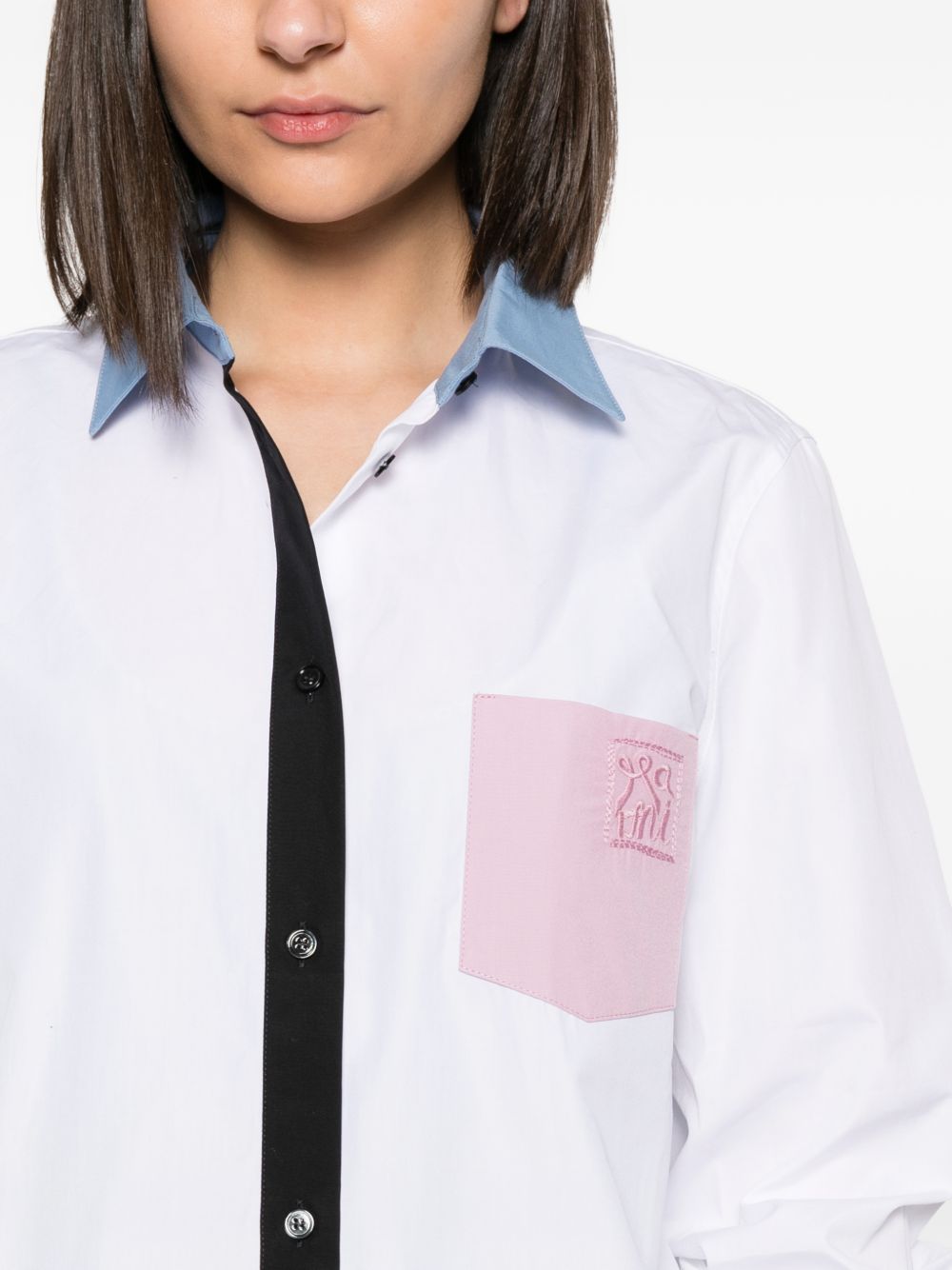 MARNI Camicia bianca con colletto azzurro 