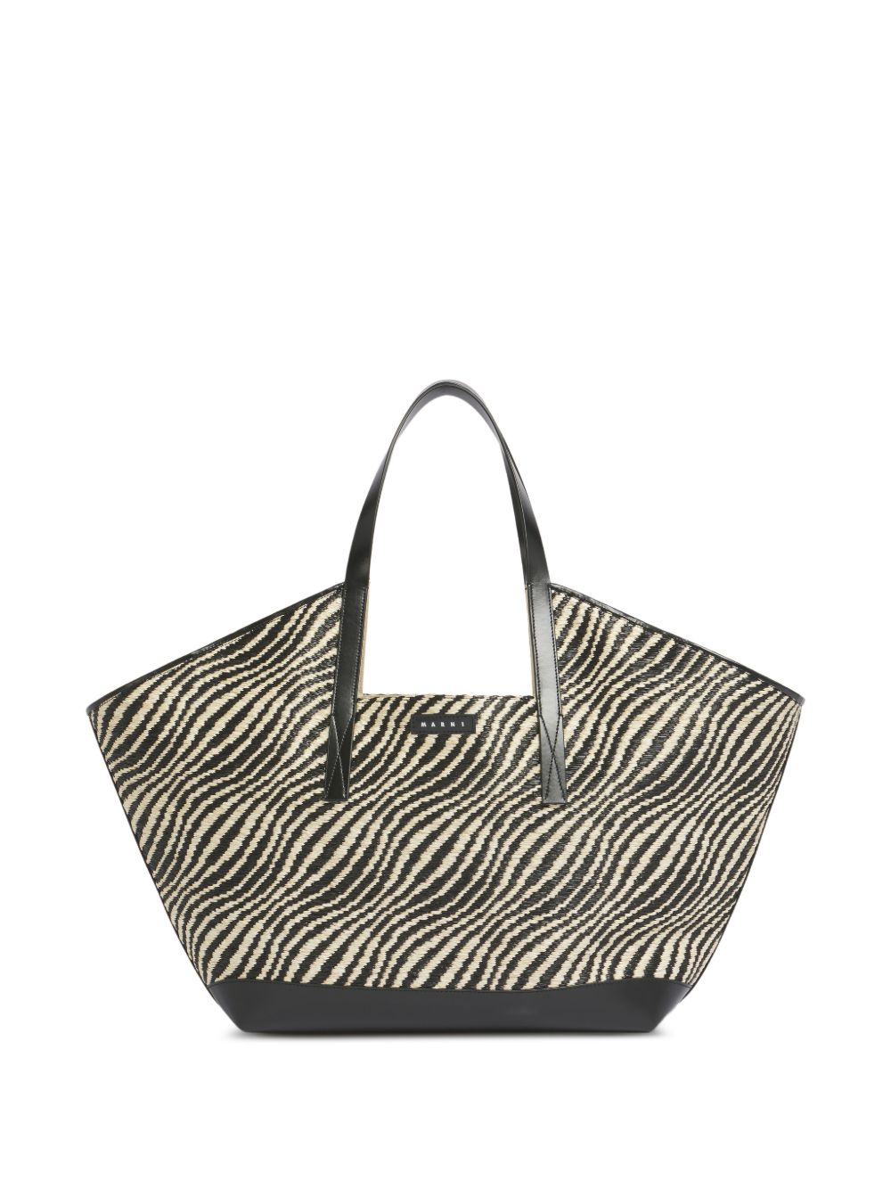 MARNI Borsa shopping motivo zebrato con logo 
