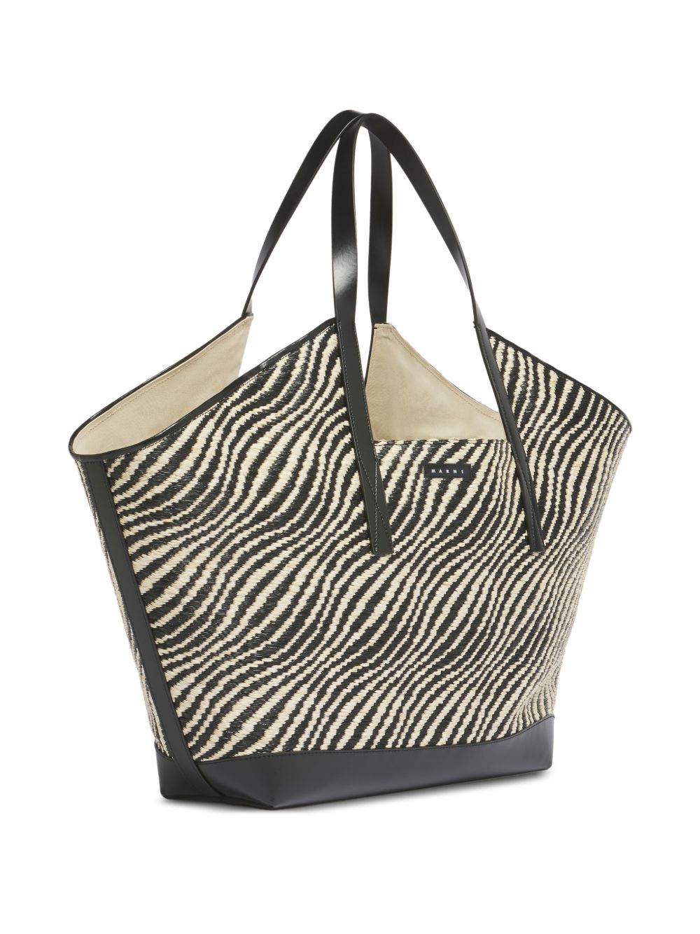 MARNI Borsa shopping motivo zebrato con logo 