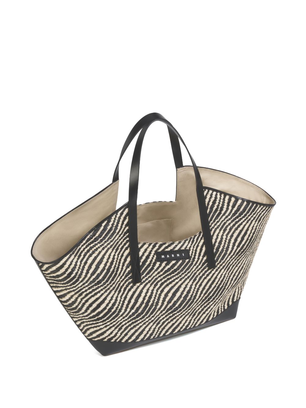 MARNI Borsa shopping motivo zebrato con logo 