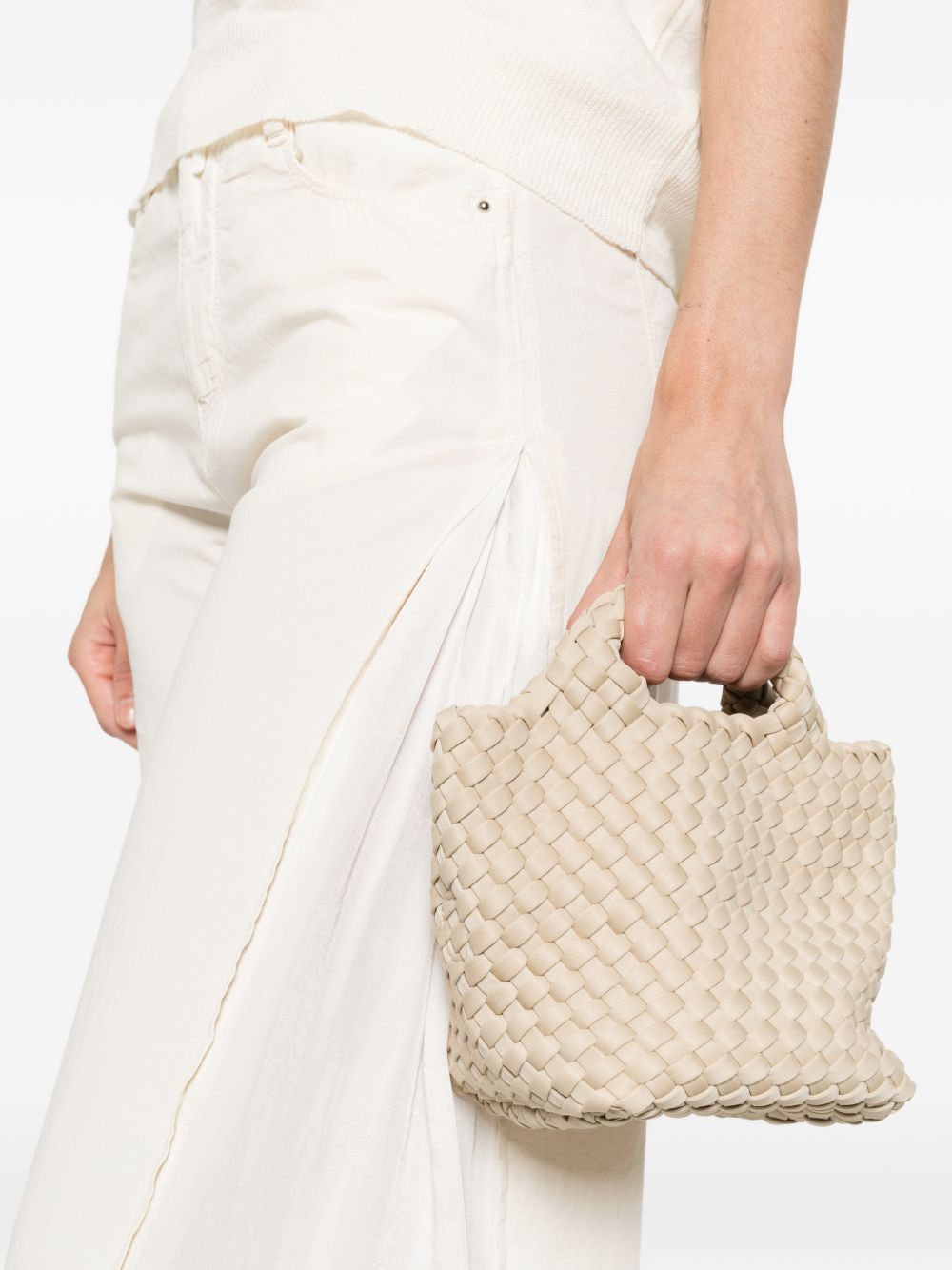 MARREA Borsa tracolla beige con texture intrecciata 