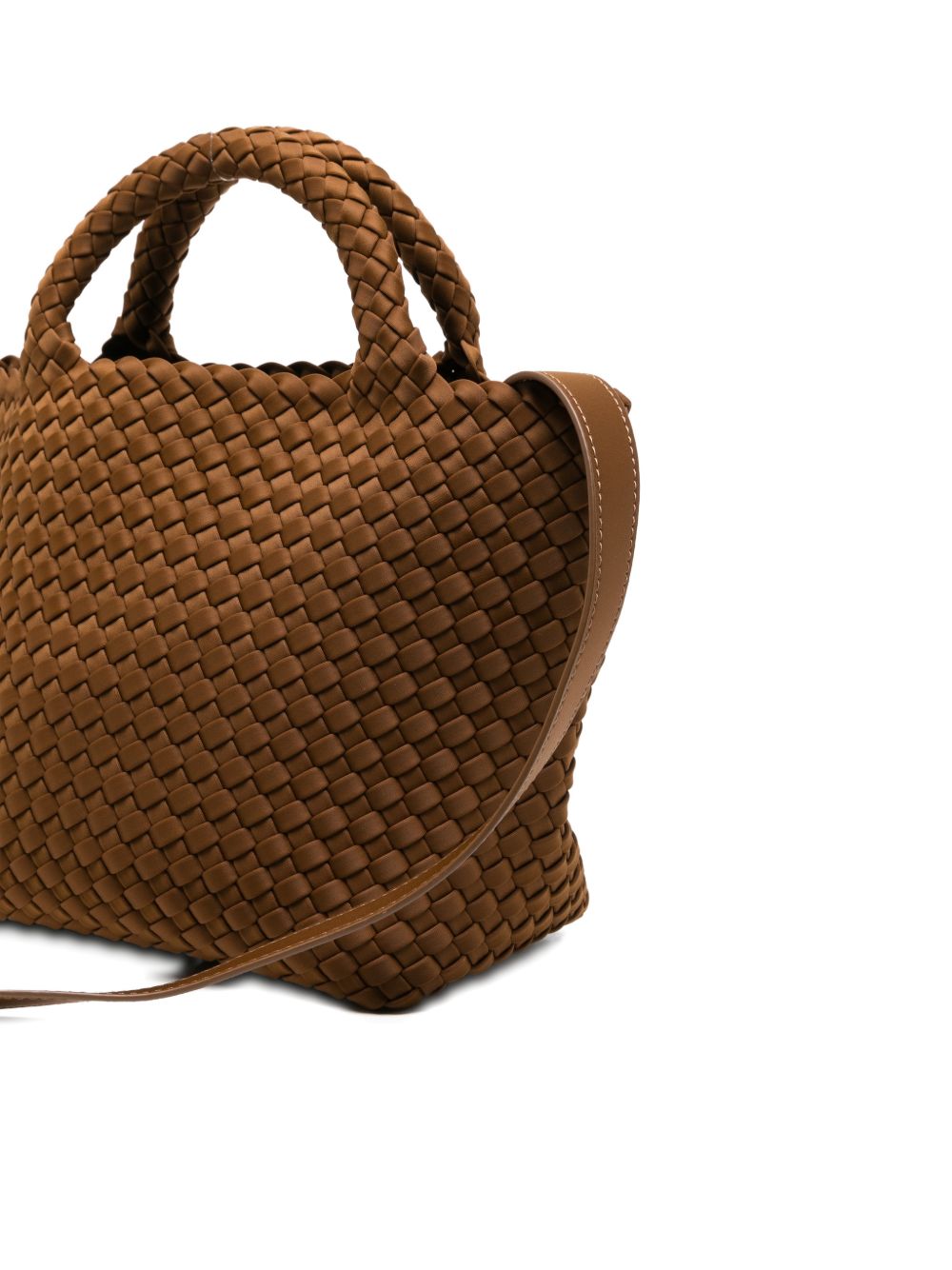 MARREA Mini borsa a tracolla marrone con texture intrecciata 