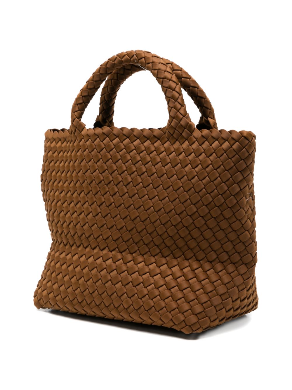 MARREA Mini borsa a tracolla marrone con texture intrecciata 