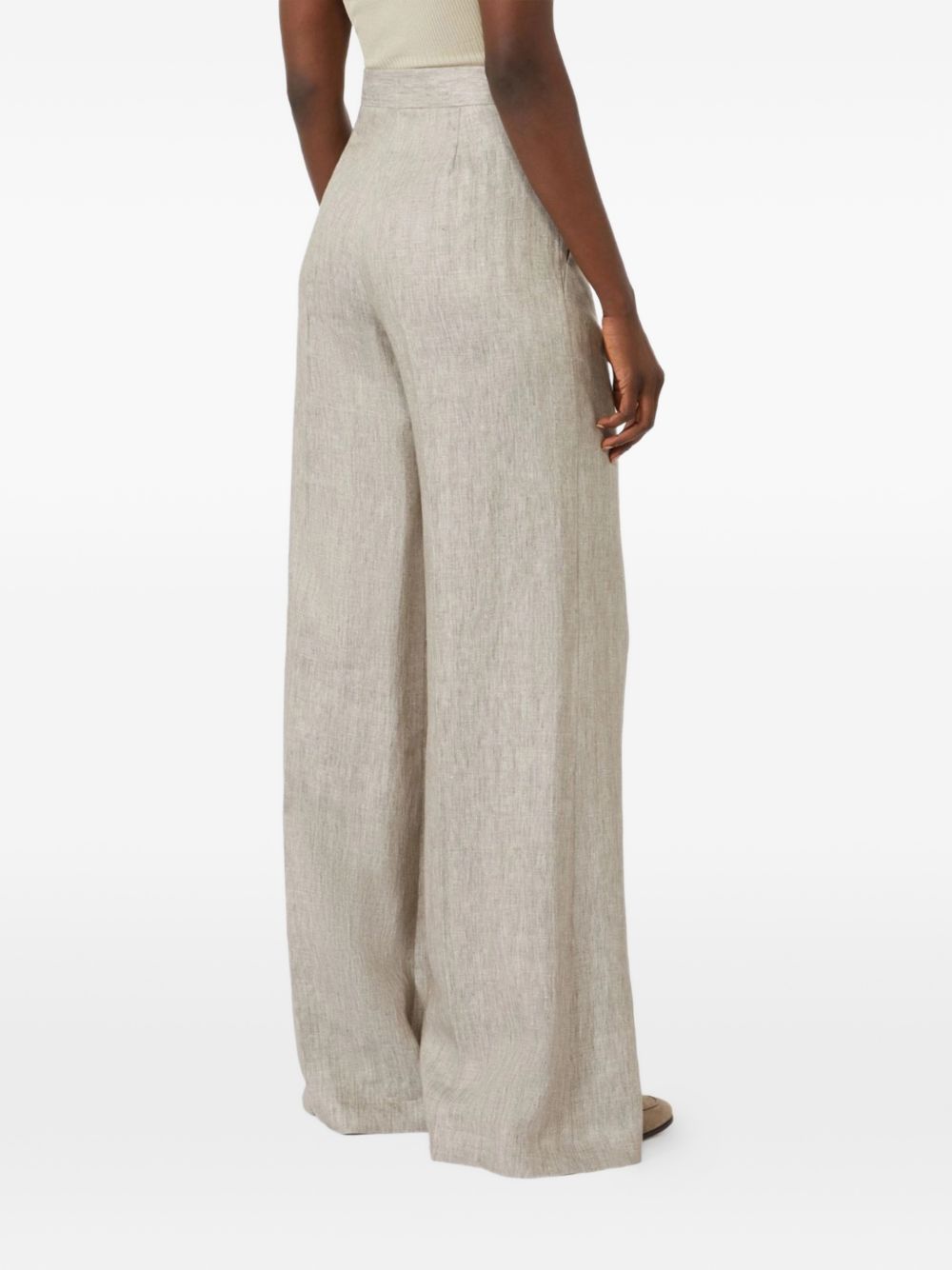 MAX MARA Pantaloni Deserto in lino grigio svasati 