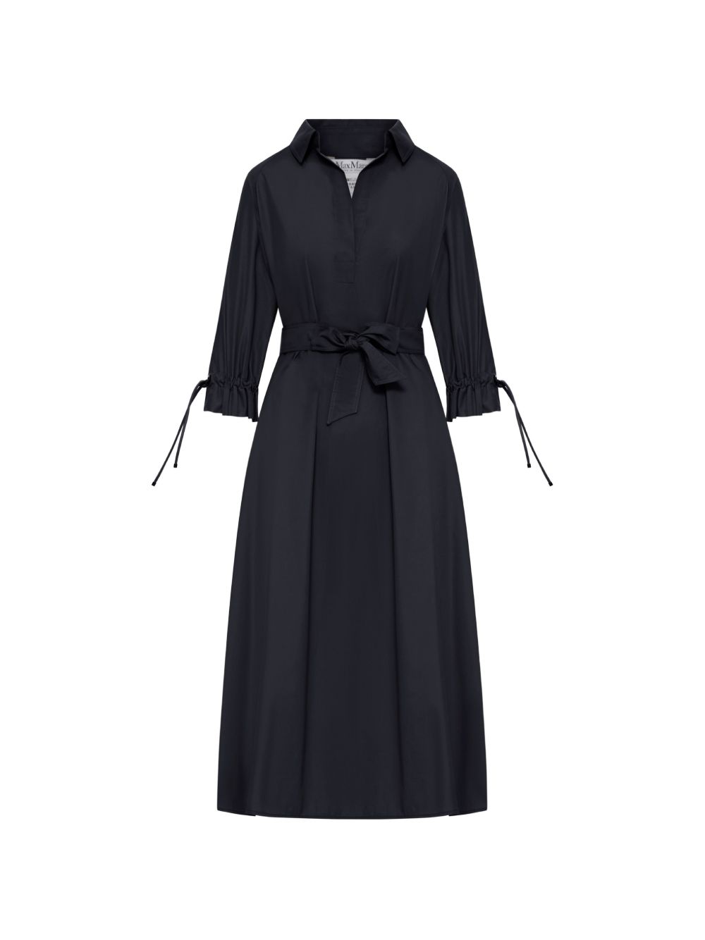 MAX MARA Abito lungo Mirto in chemiser nero con cintura 