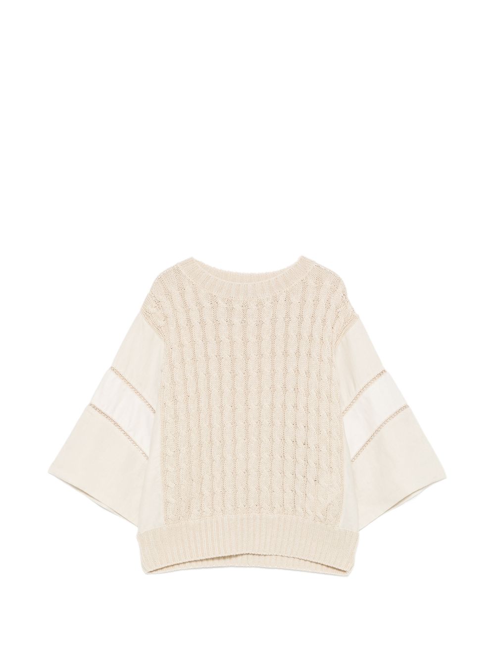 MAX MARA Maglia Scatola traforata in lino beige 