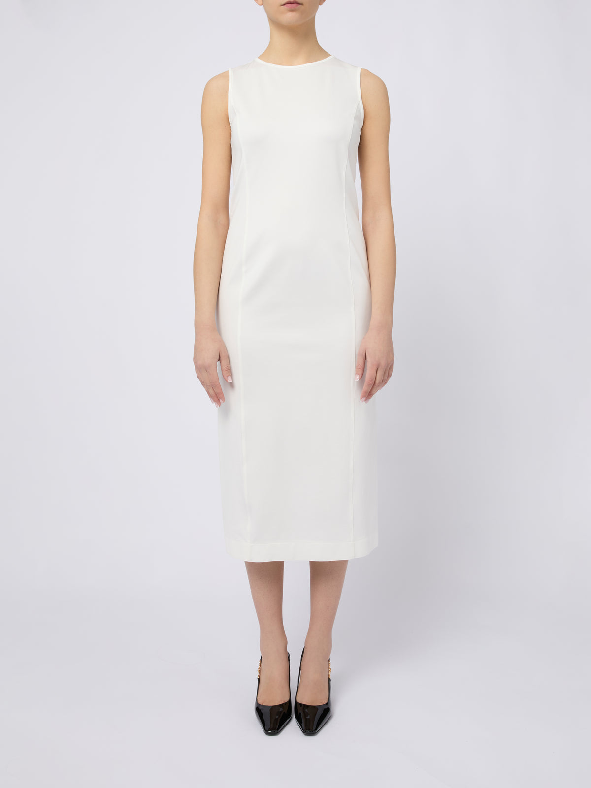 MAX MARA Abito elegante midi con dettagli raffinati bianco 