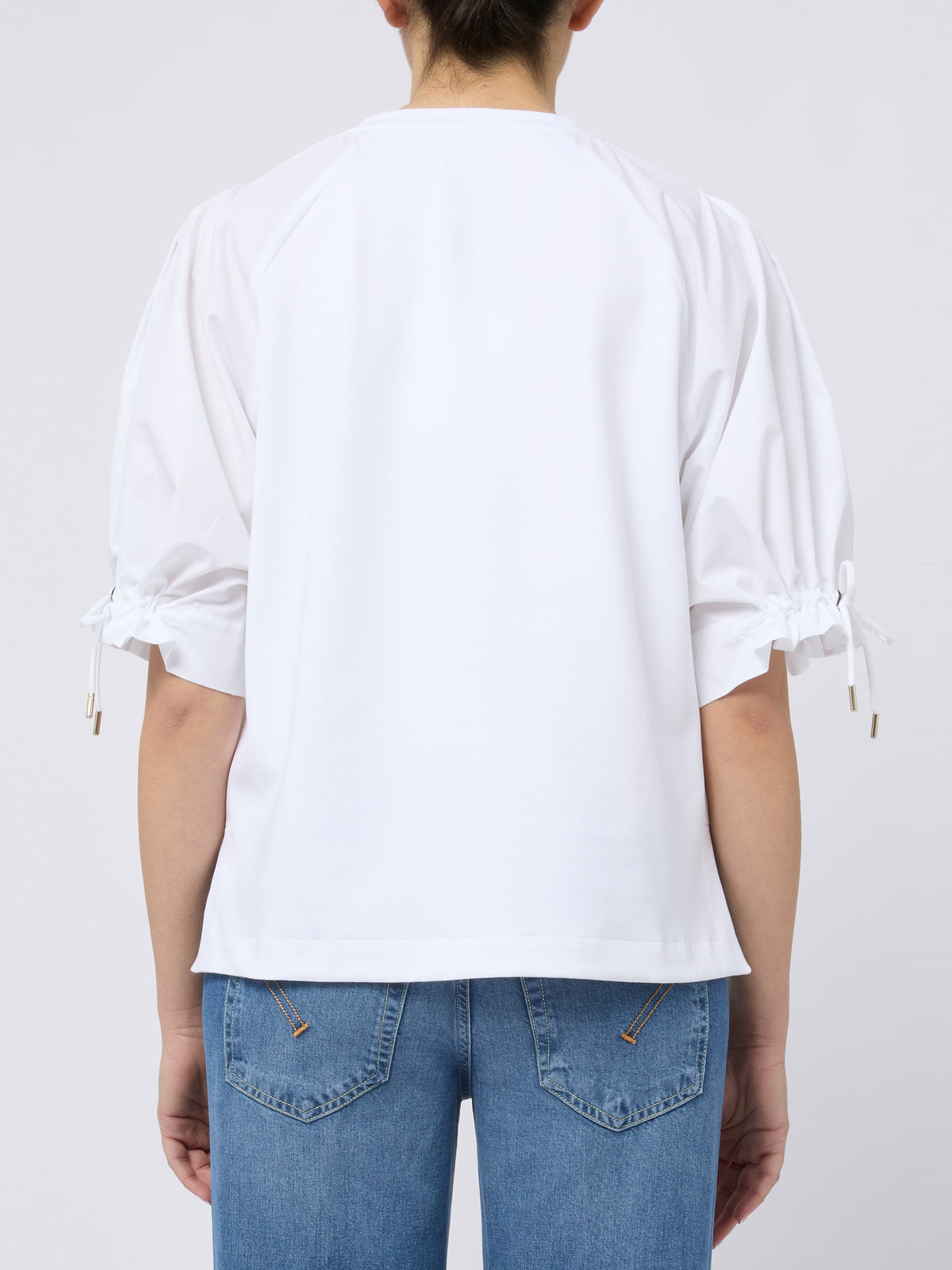 MAX MARA Top West elegante con coulisse alle maniche bianco 