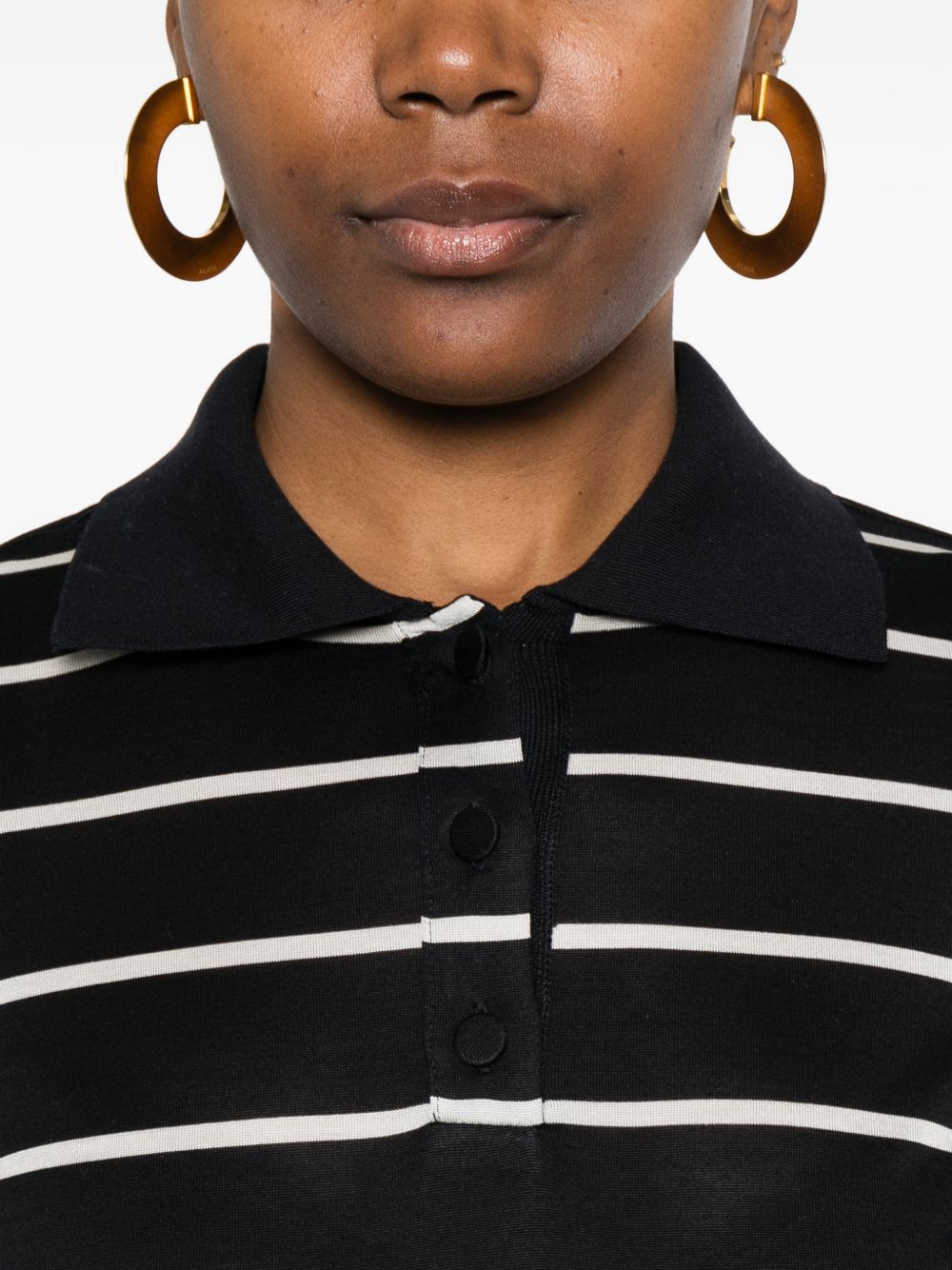 MAX MARA Polo a maniche corte blu navy a righe bianche 