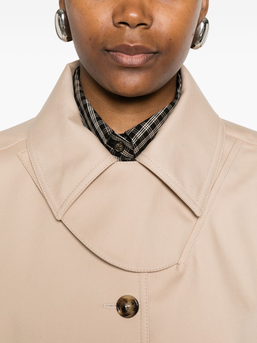 MAX MARA Cappa in cotone beige con bottoni 