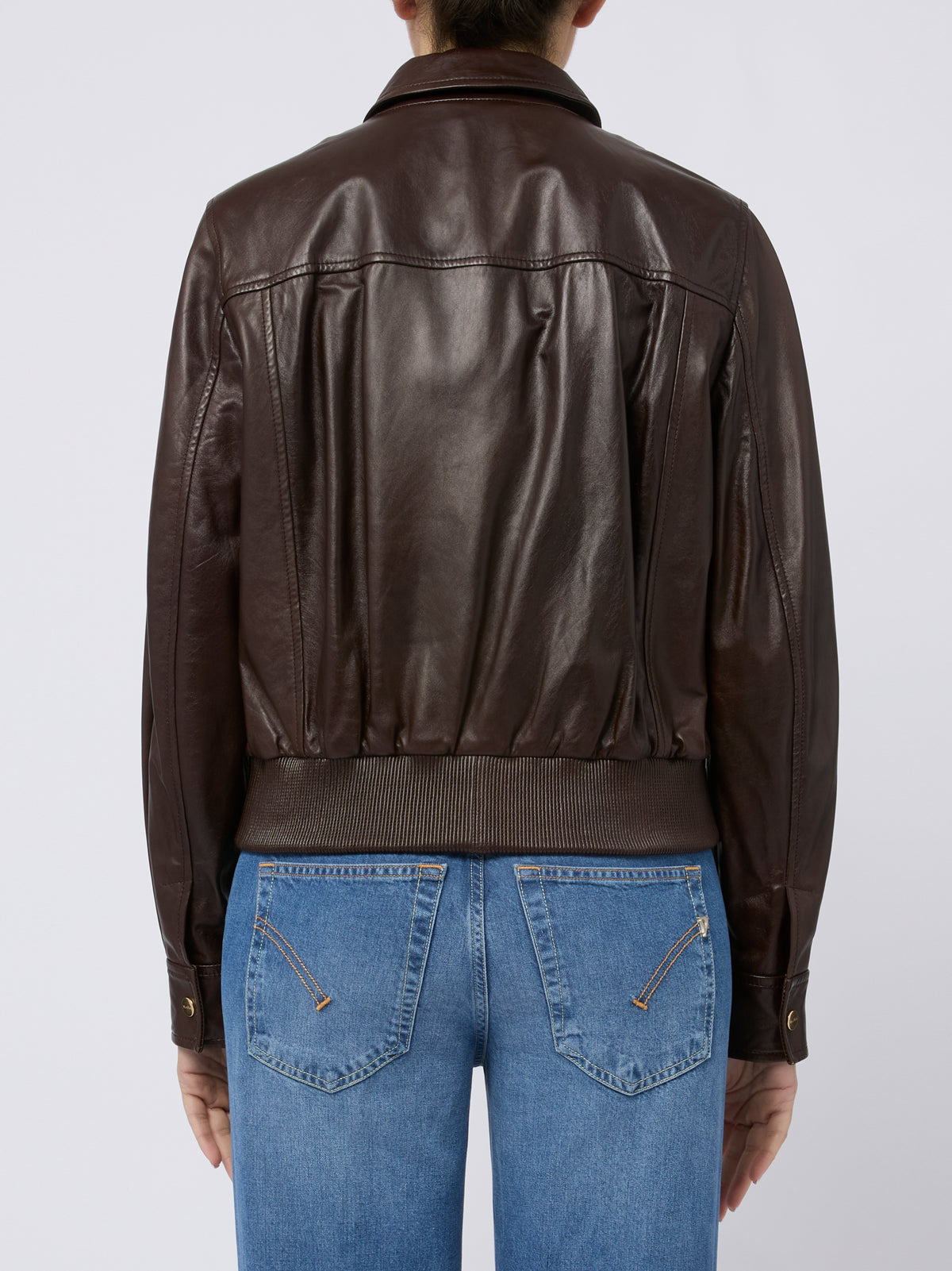 MAX MARA STUDIO Giacca di pelle Biada marrone 