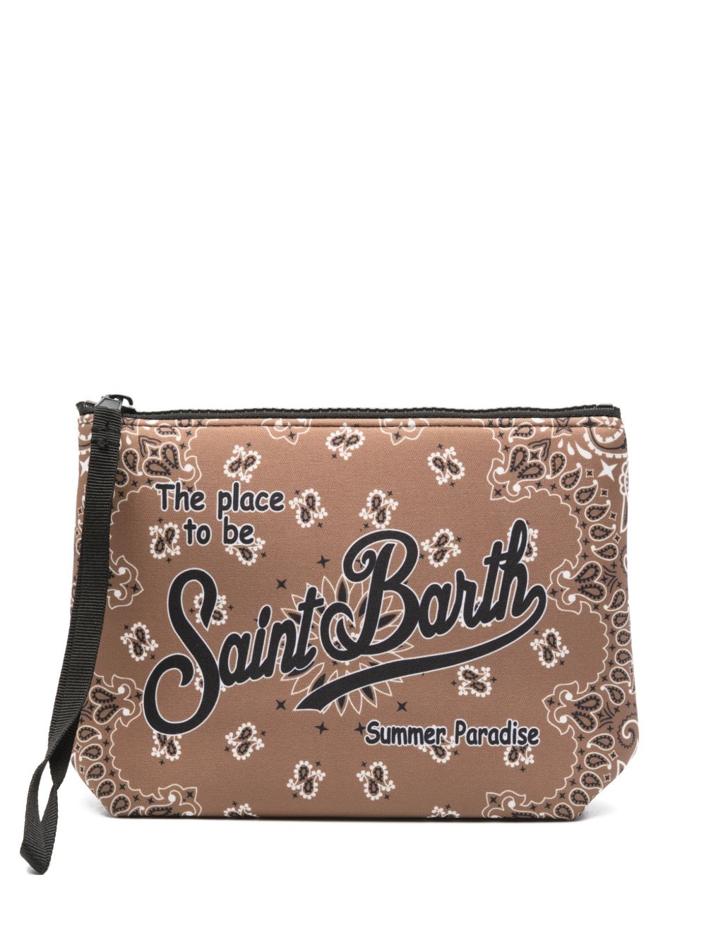 MC2 SAINT BARTH Pochette Aline marrone con stampa paisley 