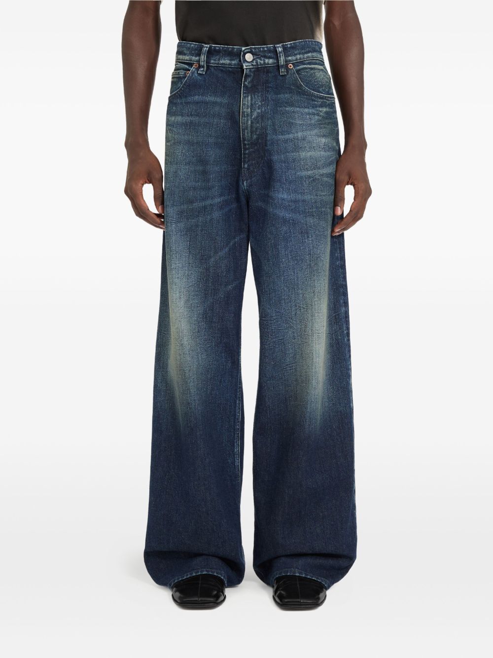 MM6 MAISON MARGIELA Jeans wide-leg blu scuro con effetto sfumato 