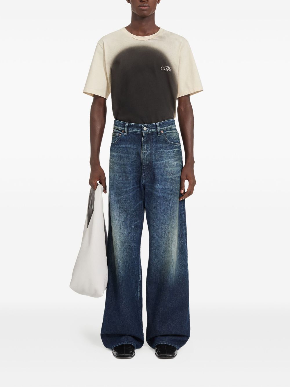 MM6 MAISON MARGIELA Jeans wide-leg blu scuro con effetto sfumato 