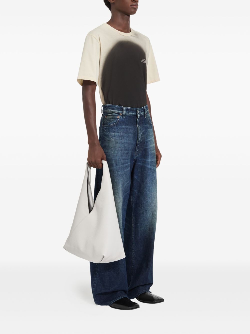 MM6 MAISON MARGIELA Jeans wide-leg blu scuro con effetto sfumato 
