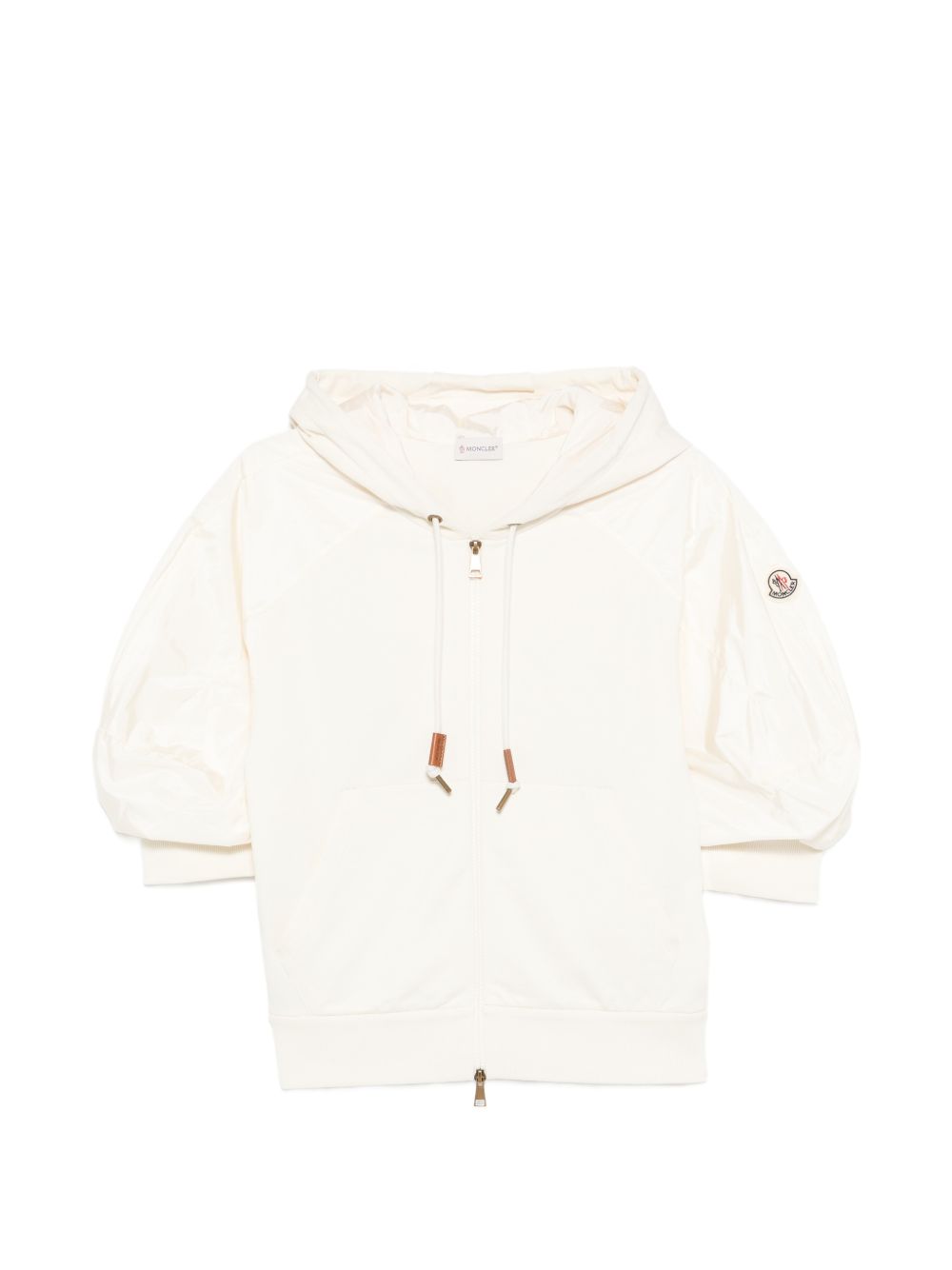 MONCLER Beige sweater with hood and puff sleeves<BR/> 