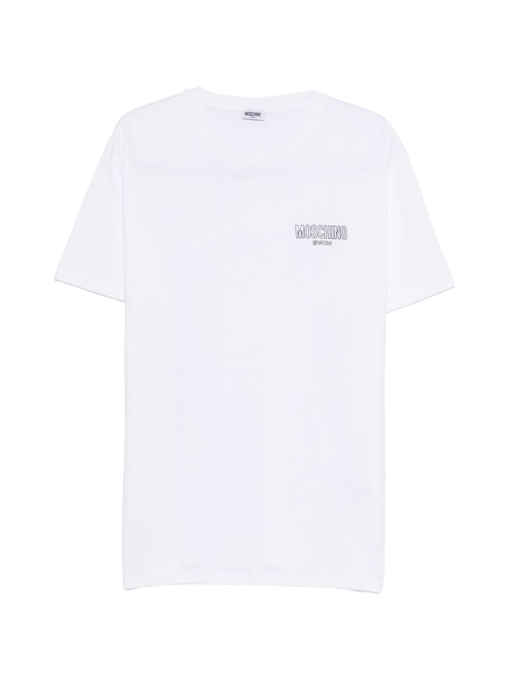 MOSCHINO SWIM T-shirt bianca con logo tipo sul petto 