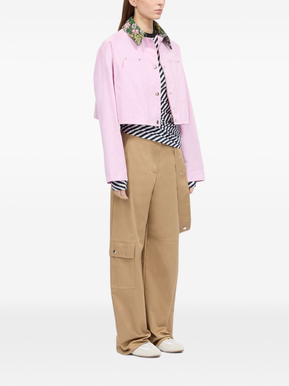 MSGM Giacca rosa con colletto floreale 