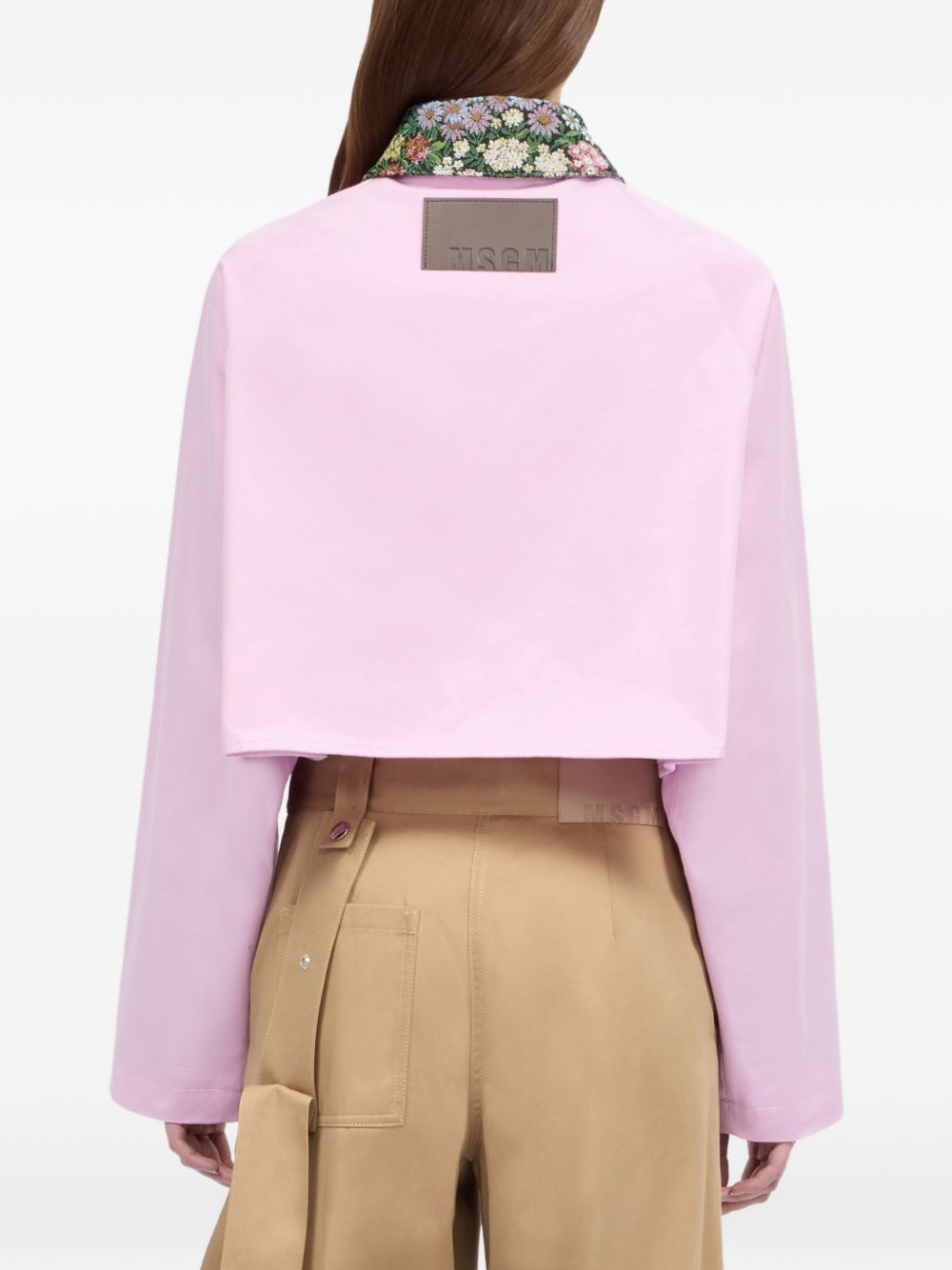MSGM Giacca rosa con colletto floreale 