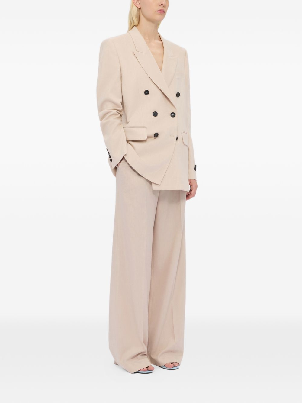 MSGM Pantaloni a gamba larga in cotone beige 