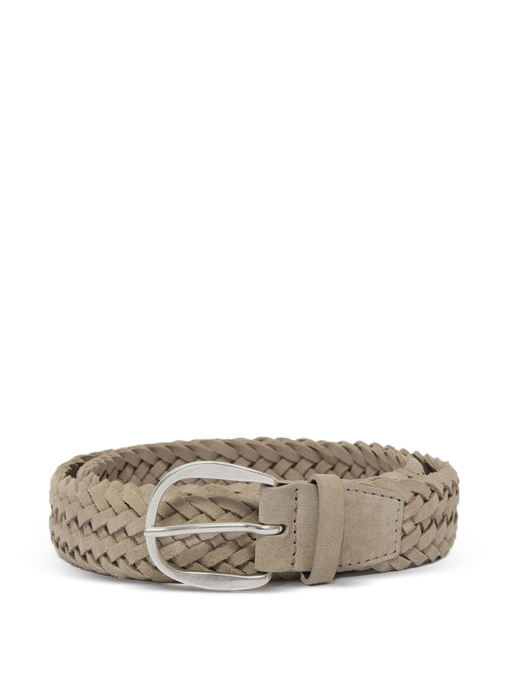 ORCIANI Cintura in pelle intrecciata beige con hardware argento 