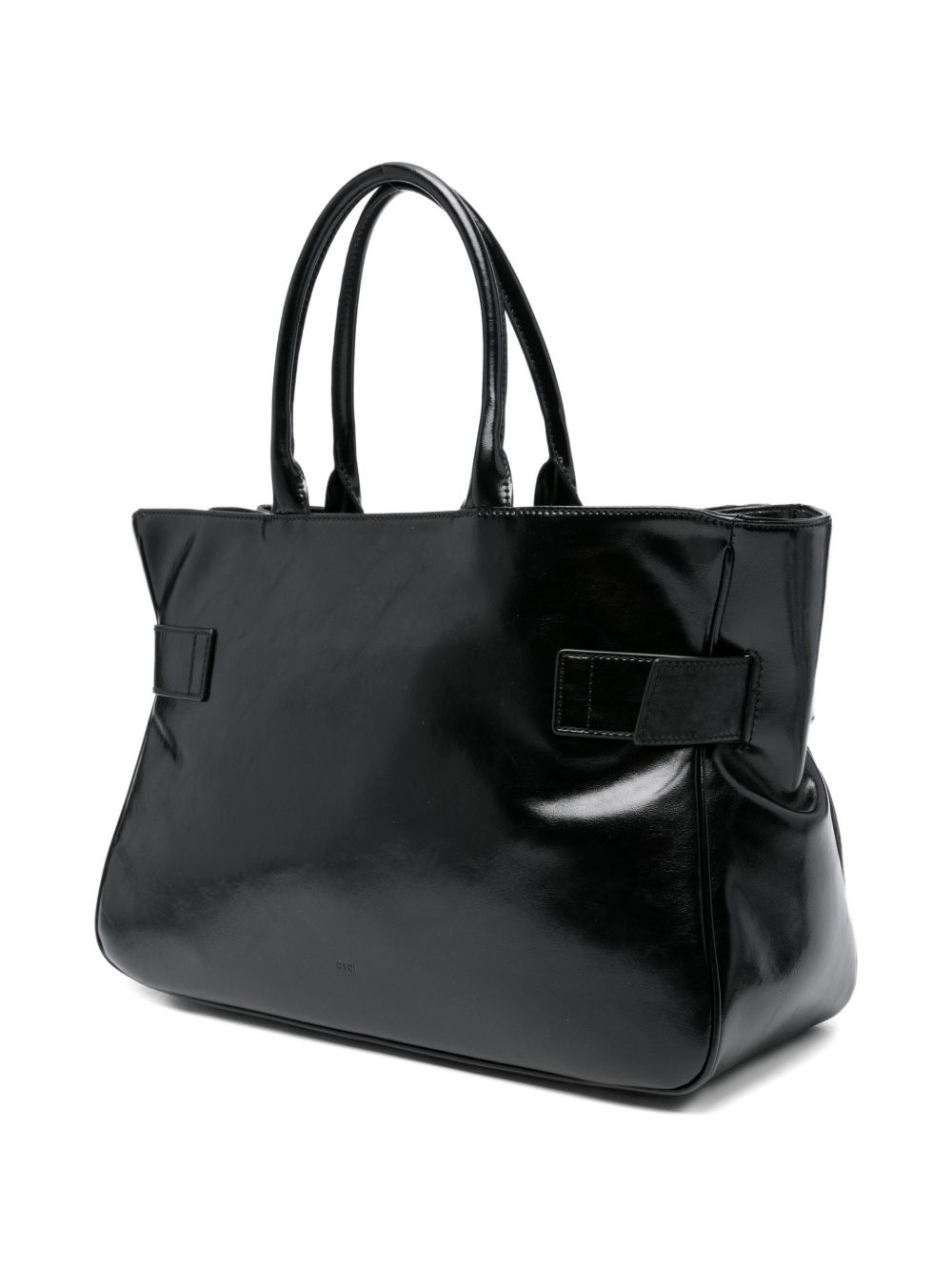 OSOI Tote bag Brocle in pelle nera con manici superiori 