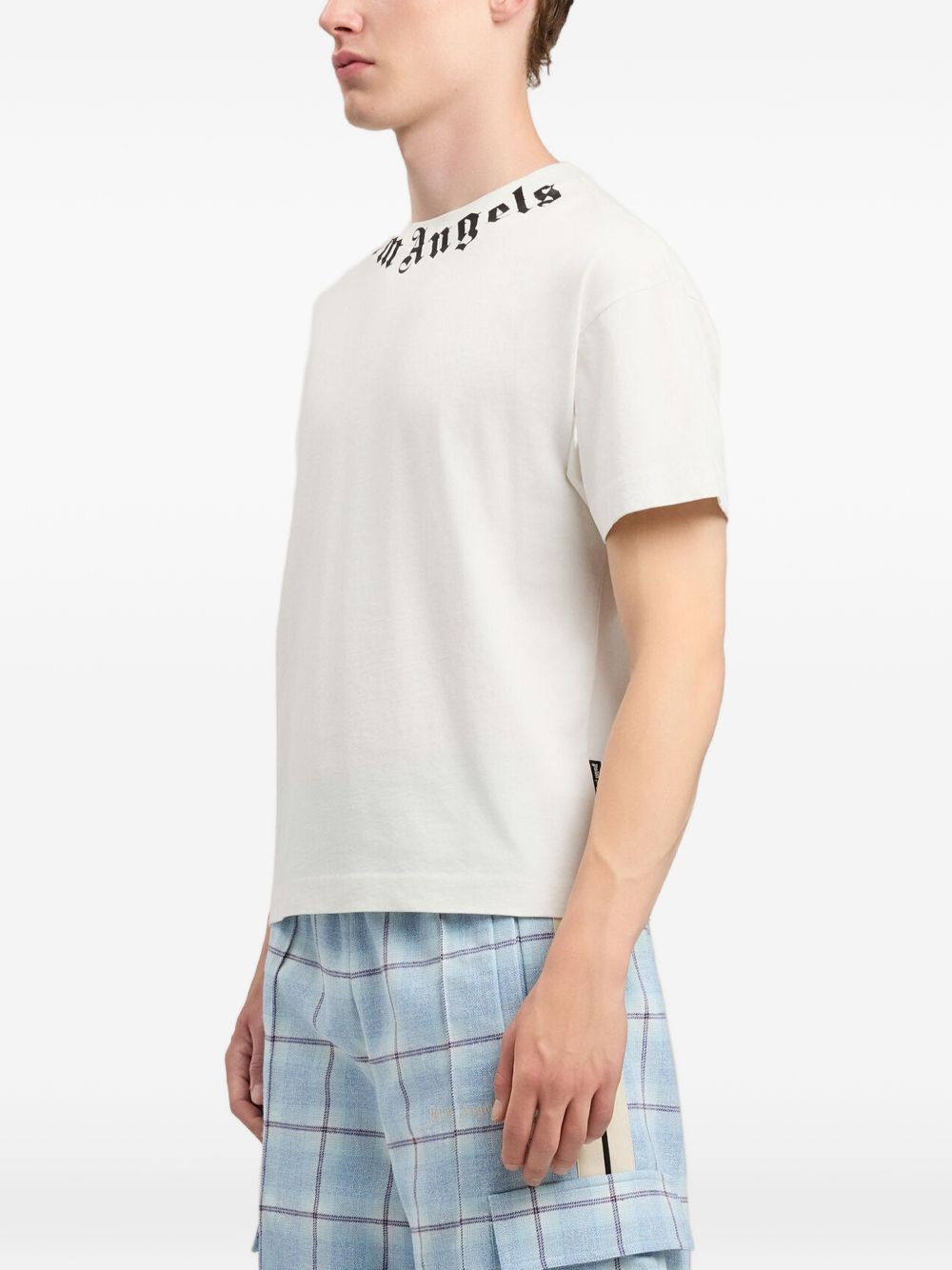 PALM ANGELS T-shirt in cotone bianco con logo nero 