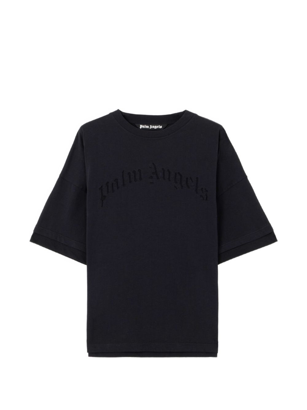PALM ANGELS T-shirt in cotone nero con logo nero 