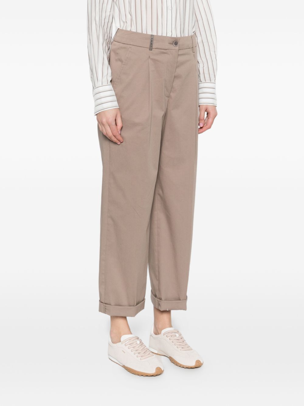 PESERICO Pantaloni beige con pinces e risvolti 