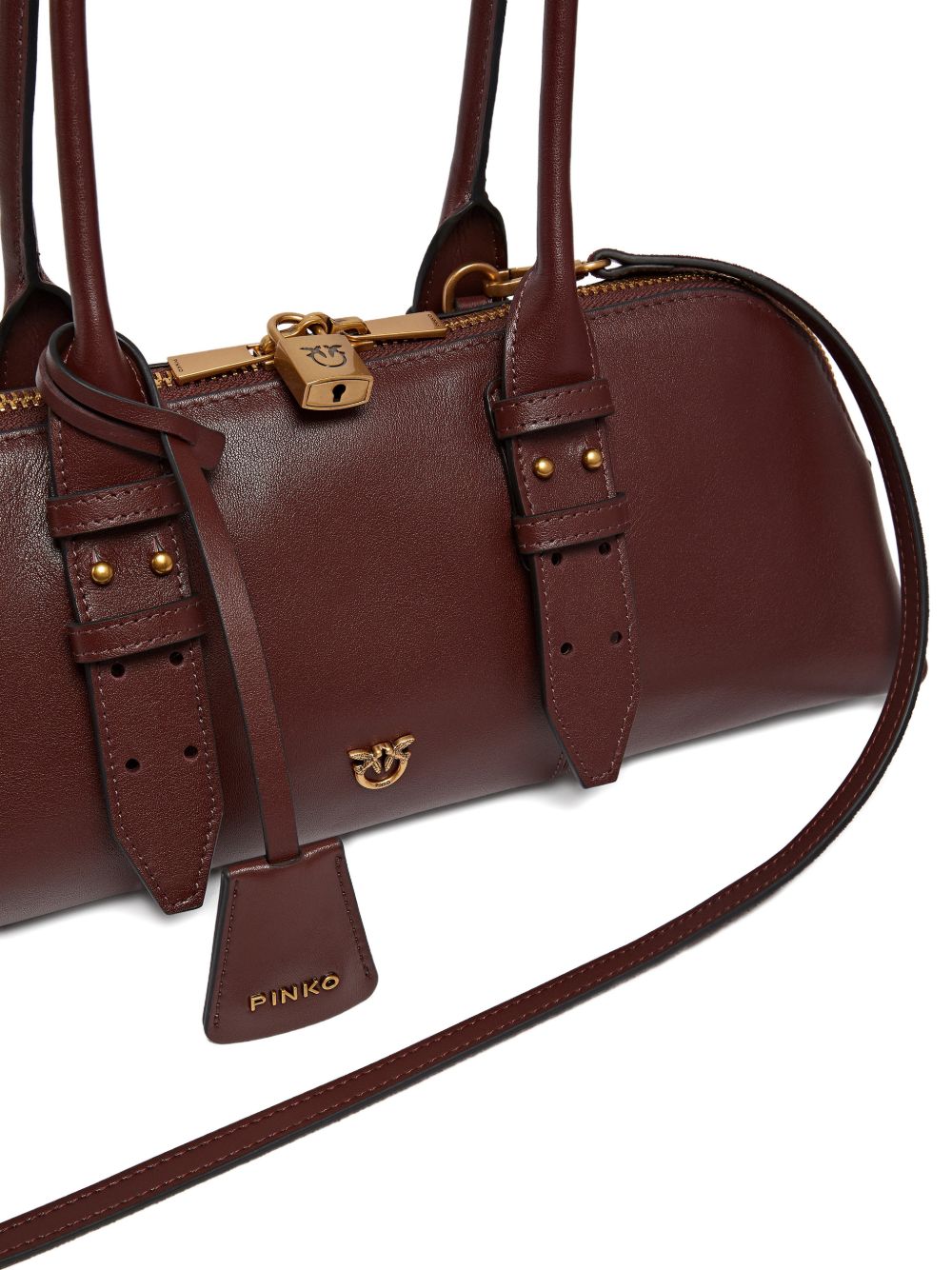 PINKO Borsa a mano in pelle bordeaux con fibbie 