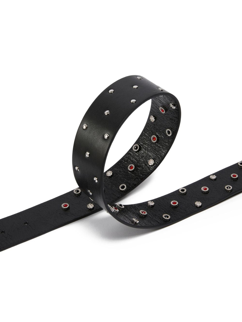 PINKO Cintura nera con dettagli argento e cristalli 