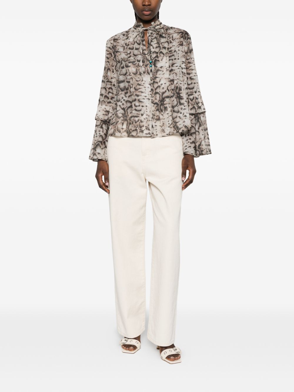PINKO Blusa Caracalla in cotone con stampa animalier 