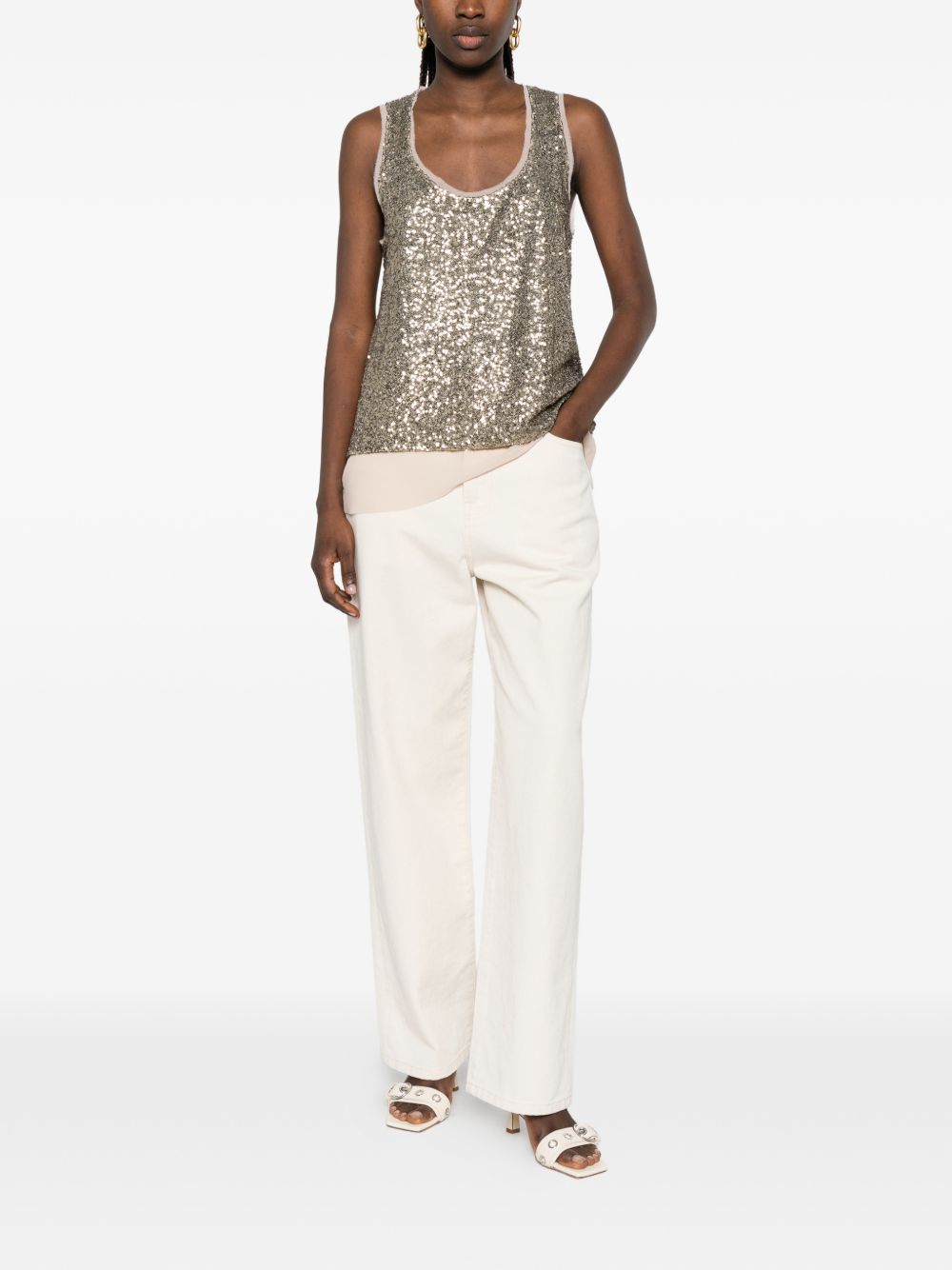 PINKO Top Bollicine con piallettes dorate 