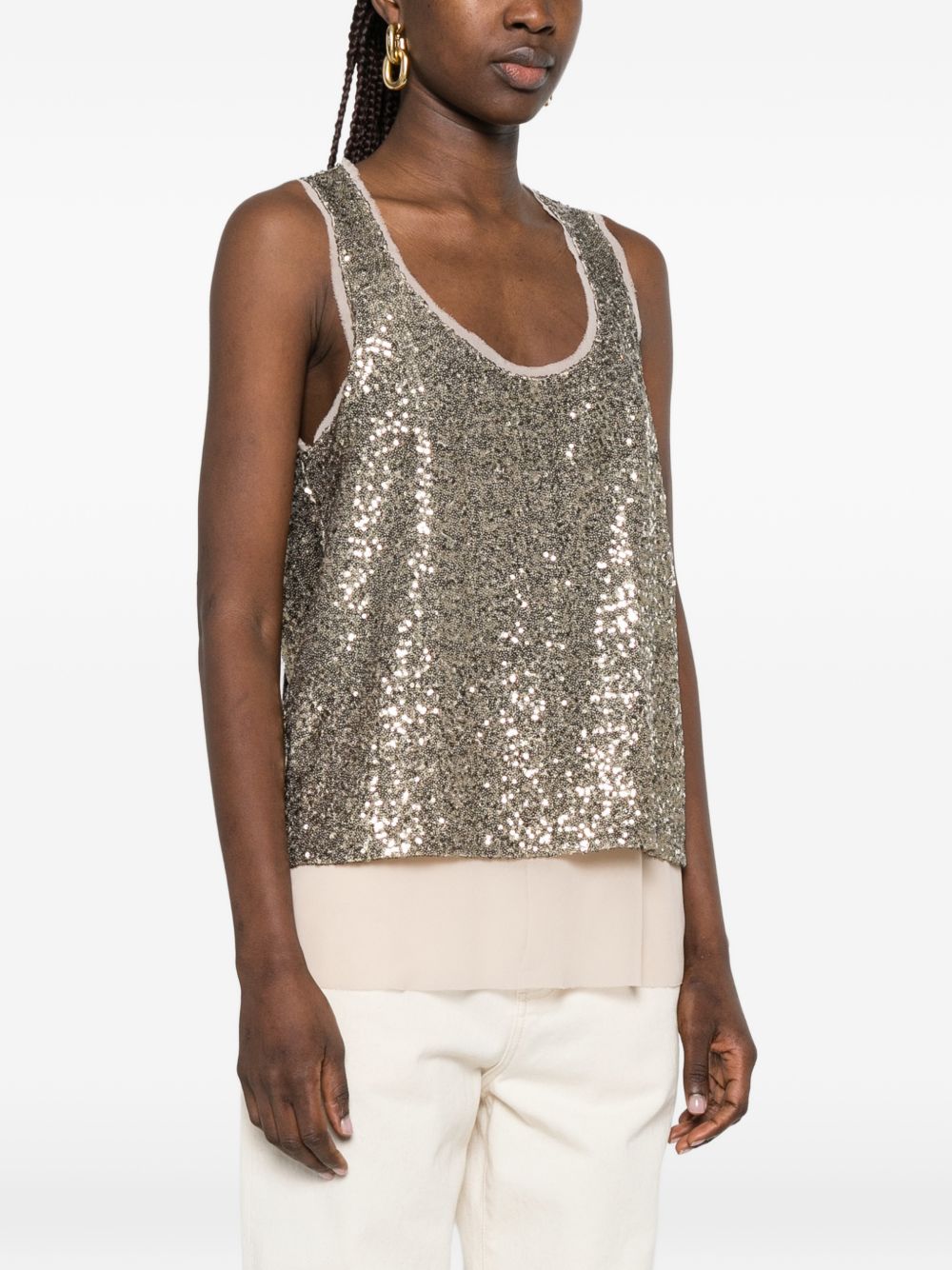 PINKO Top Bollicine con piallettes dorate 