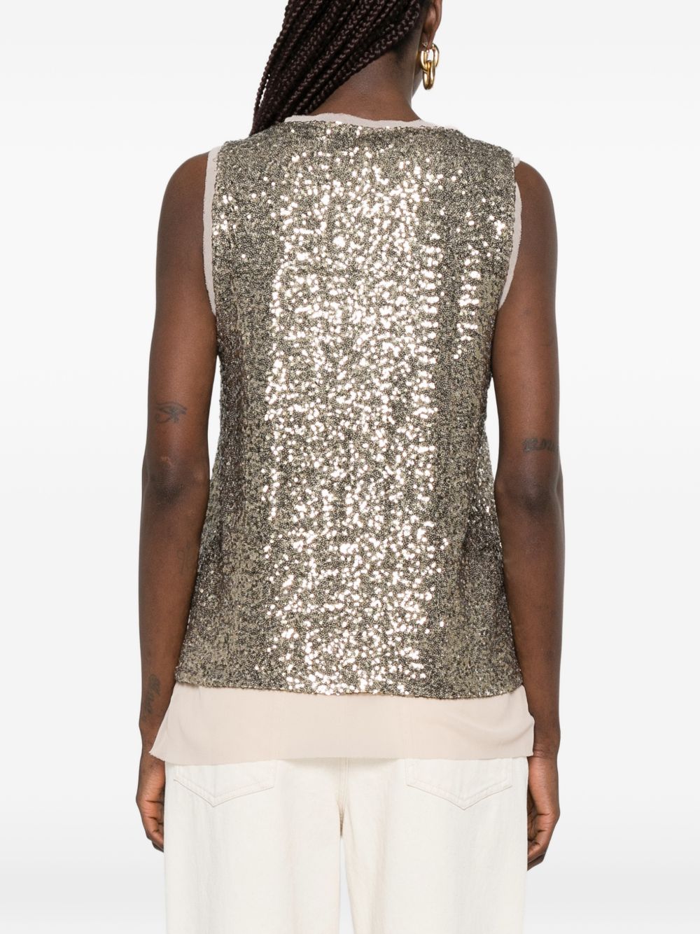 PINKO Top Bollicine con piallettes dorate 
