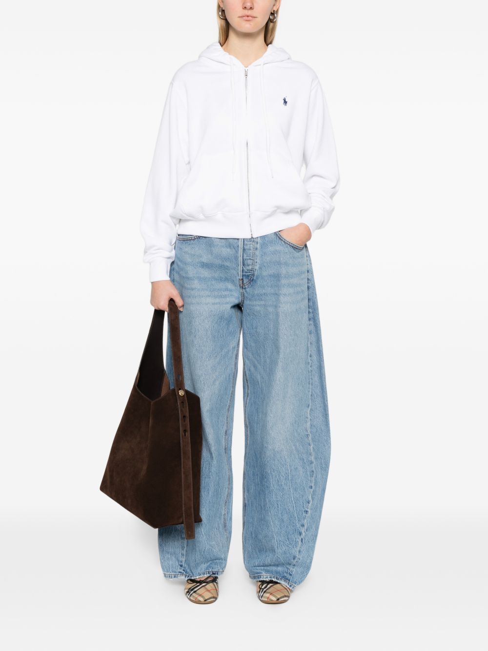 POLO RALPH LAUREN Felpa Sportina con cappuccio e zip bianca 