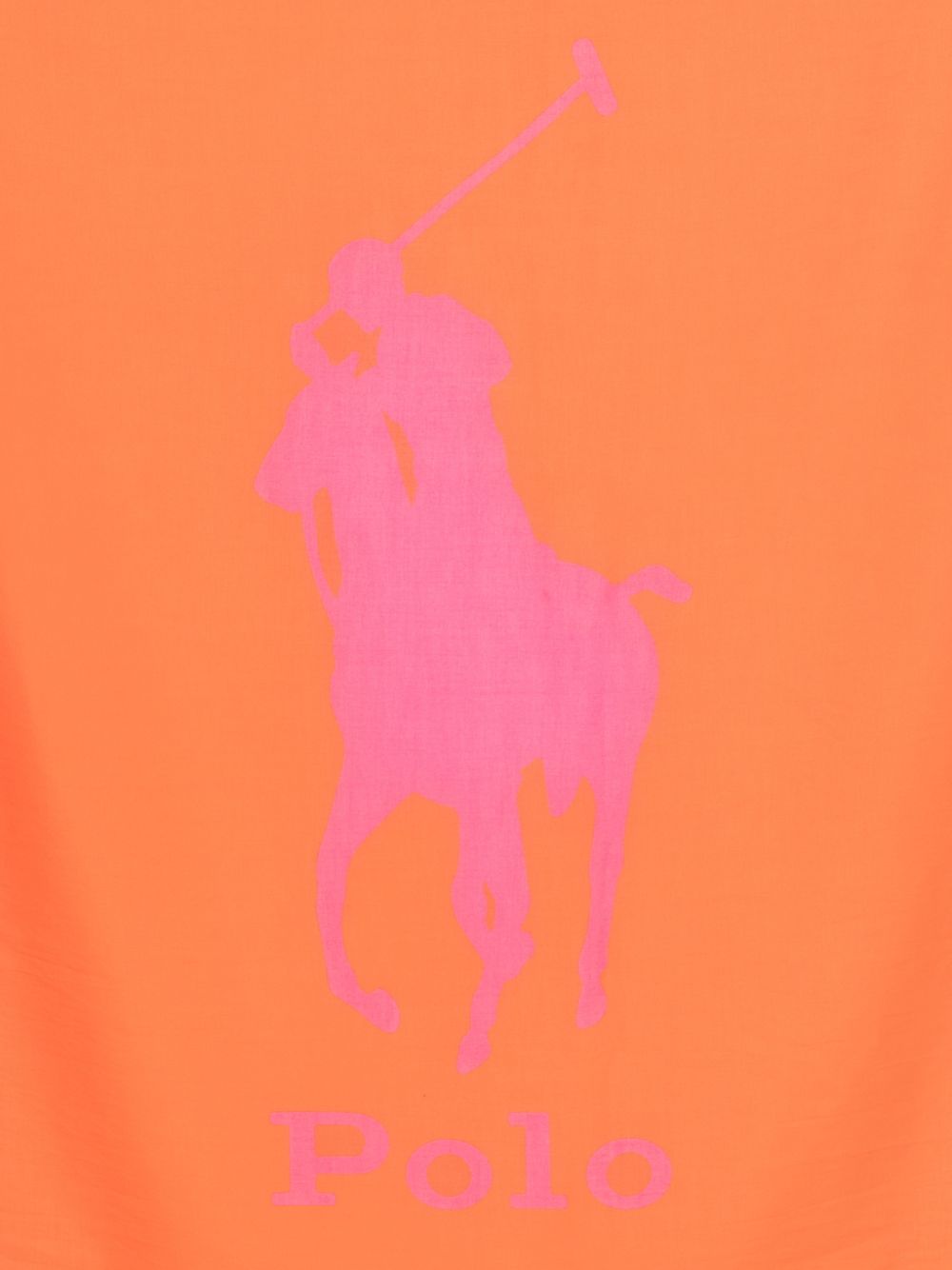 POLO RALPH LAUREN Pareo in misto cotone arancione e fucsia con logo 