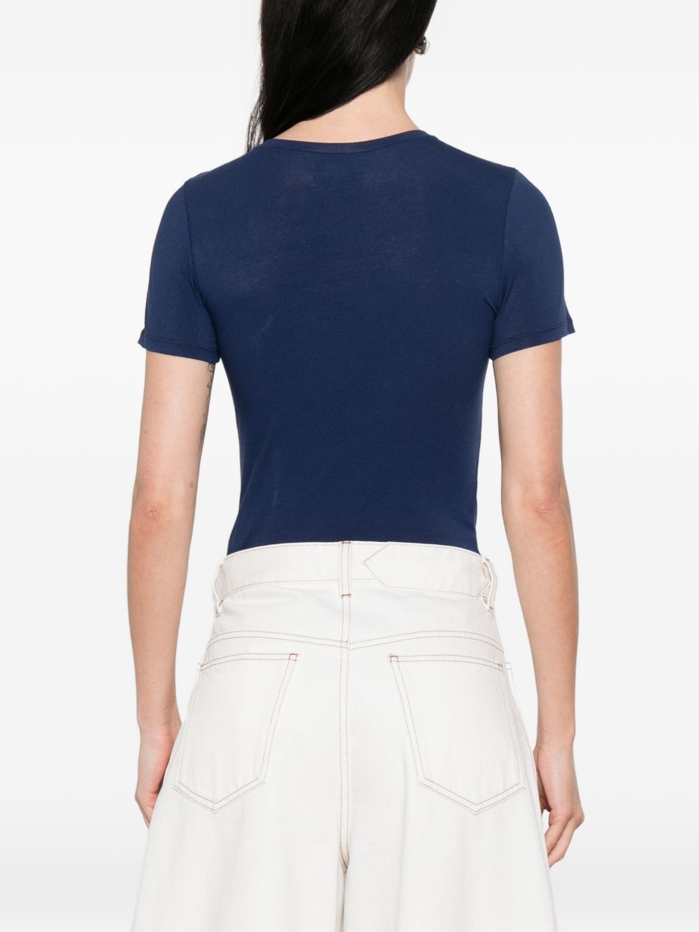 POLO RALPH LAUREN Body con maniche corte e logo ricamato blu navy 