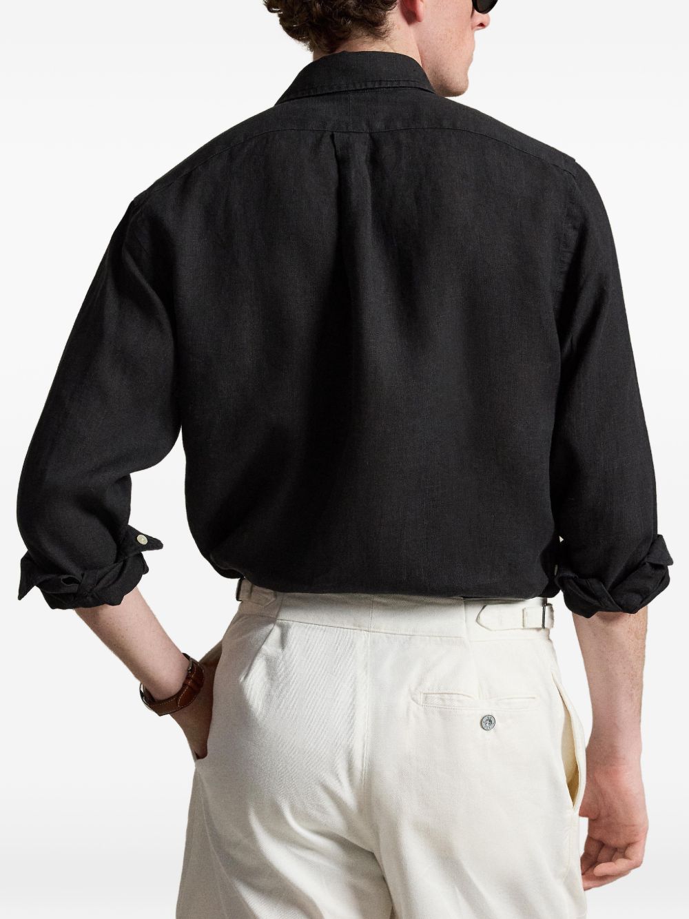 POLO RALPH LAUREN Camicia nera con logo ricamato sul petto 