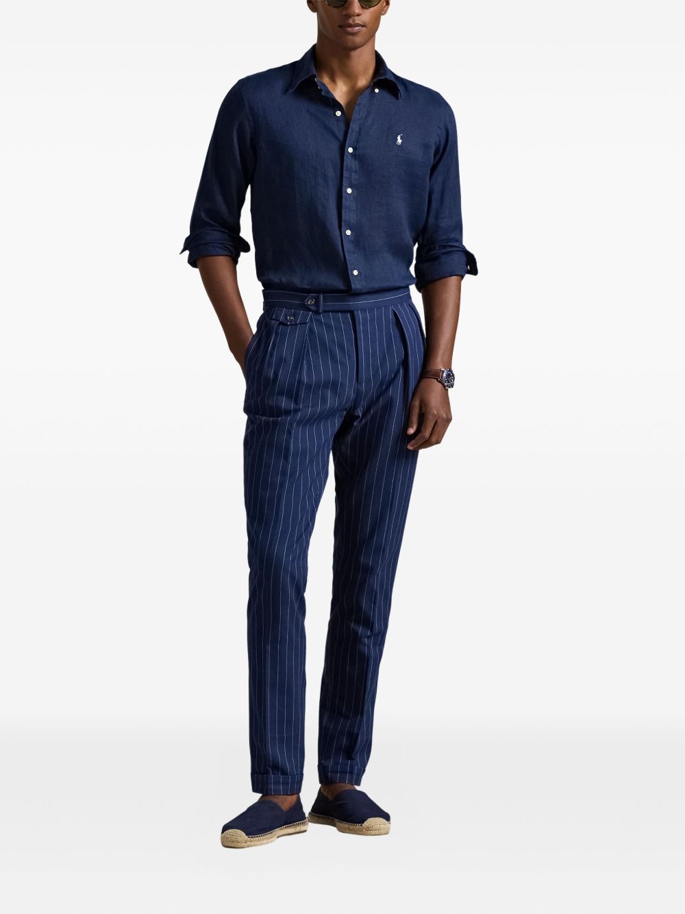 POLO RALPH LAUREN Camicia blu con logo ricamato sul petto 